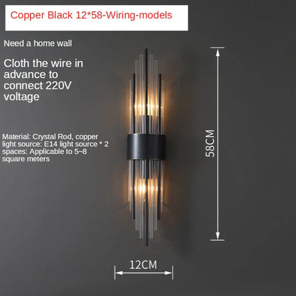 DecorBites™ Crystal Copper Wall Lights: Postmodern Luxe Bedroom & Living Room Lighting