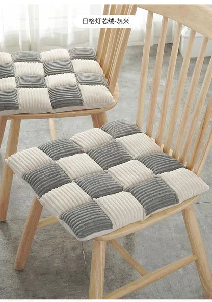 DecorBites™ Corduroy Cushion: Plaid Thickened Office Chair, Dining Chair, Sofa Floor Cushion