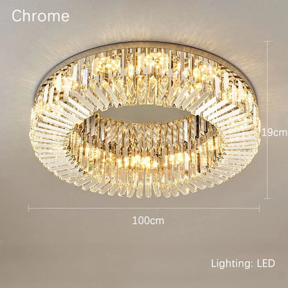 DecorBites™ Crystal Gold LED Ring Ceiling Light - Modern Luxury Home Lighting
