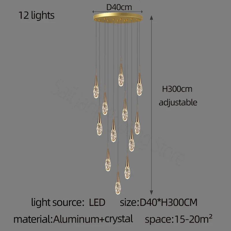 DecorBites™ Diamond Crystal Chandelier - Gold Interior Designer Living Room Lamp