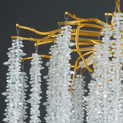 DecorBites™ Crystal Tassel Ceiling Chandelier for Luxe Living Room, Hall, and Restaurant Decor