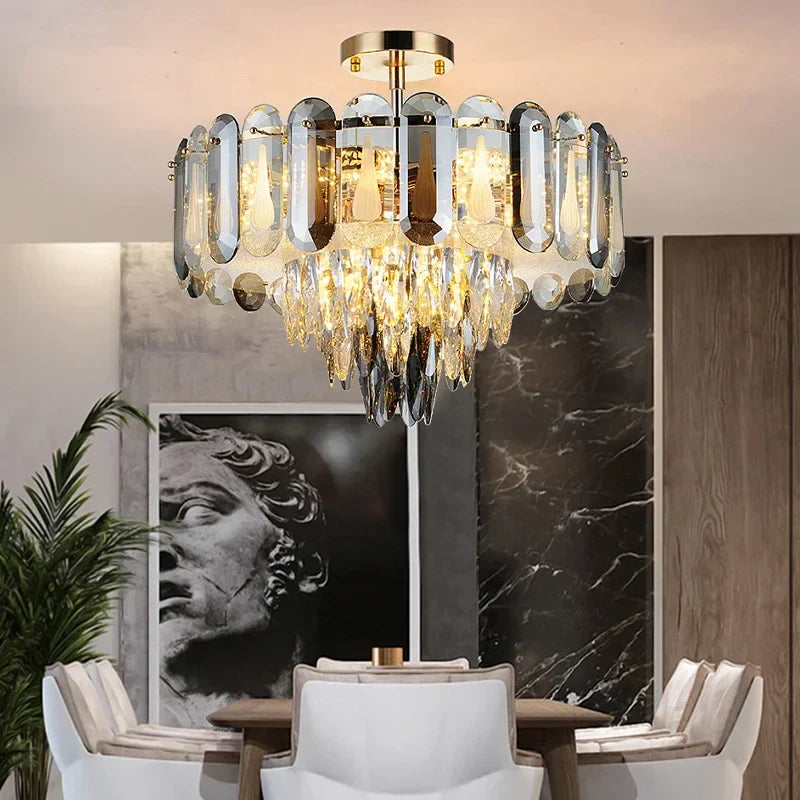DecorBites™ Crystal LED Ceiling Chandelier | Modern Luxury Lustres Pendant Light Fixture