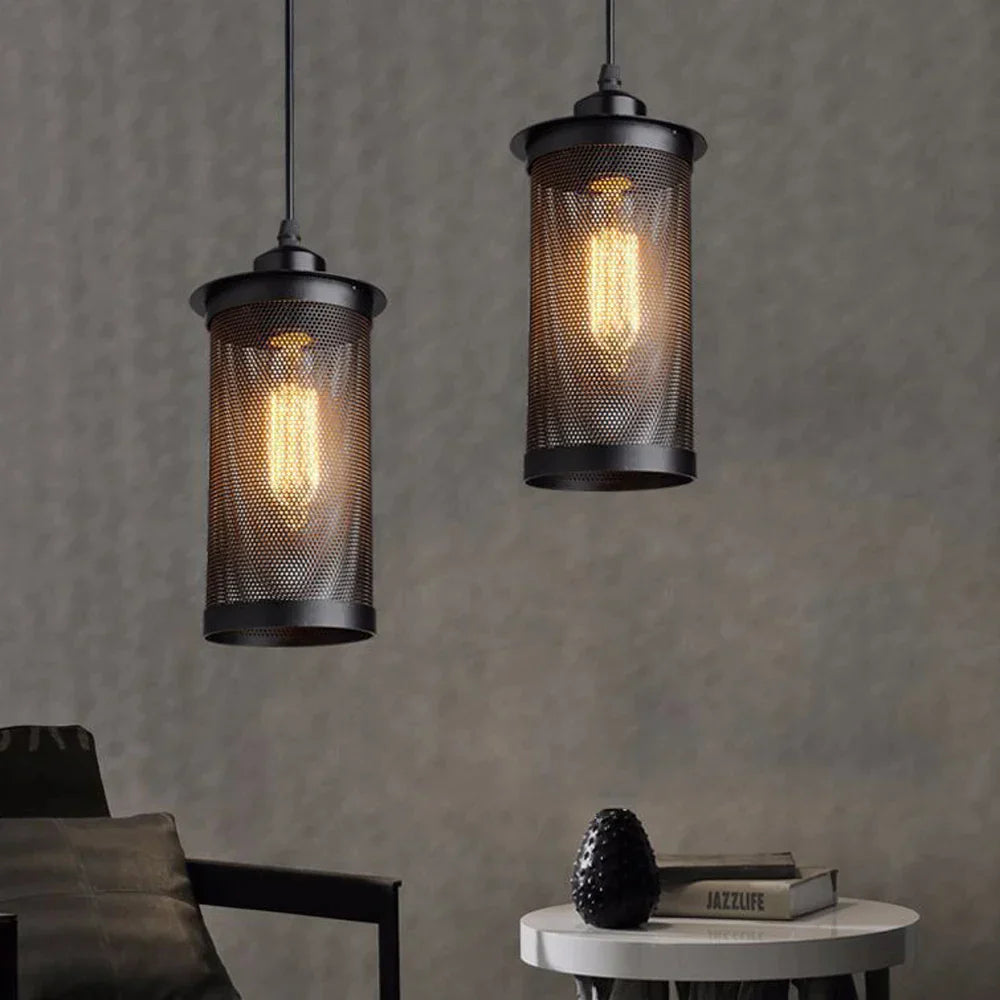 Black Iron Cage Pendant Light