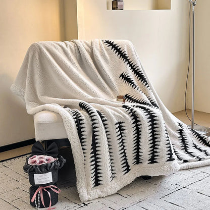DecorBites™ Double-Layer Jacquard Lamb Wool Blanket - Cozy Sofa Throw for Winter Home Comfort