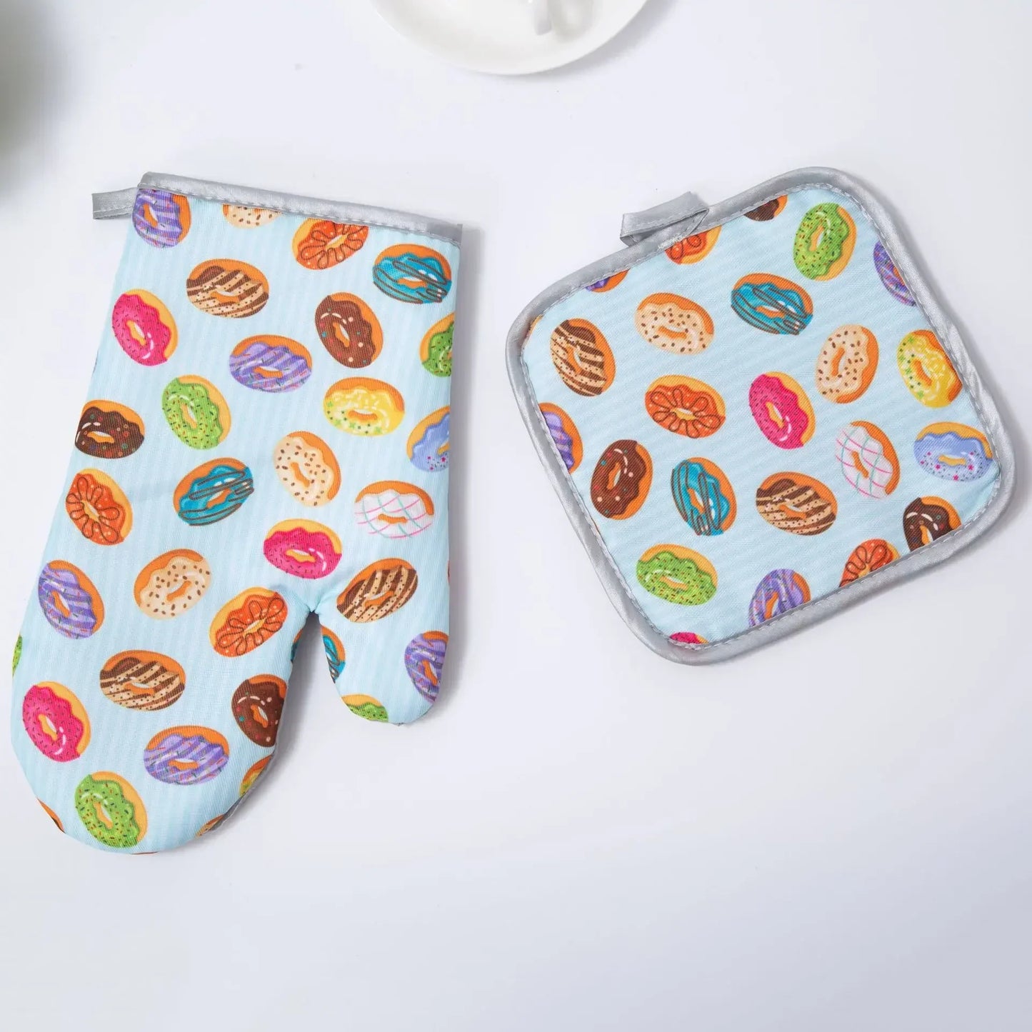 DecorBites™ Cotton Kitchen Baking Microwave Gloves for Heat Resistant Baking Oven Safety
