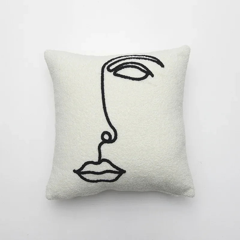Beige Abstract Lambswool Cushion