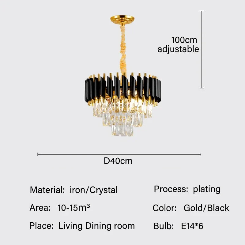 DecorBites™ Crystal LED Pendant Chandelier: Modern Luxury Living Room Dining Lighting Fixture