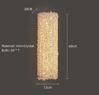 DecorBites™ Gold Metal Crystal Wall Light for Bedroom, Stairs, Aisle - Adjustable Wire, G9 Bulb