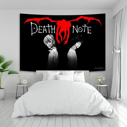 DecorBites™ Death Note Aesthetic Tapestry for Bar Cafe Decor - Hot Anime Art Flag
