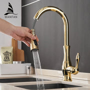 Gold Pull-Out Kitchen Faucet With Smooth Operation