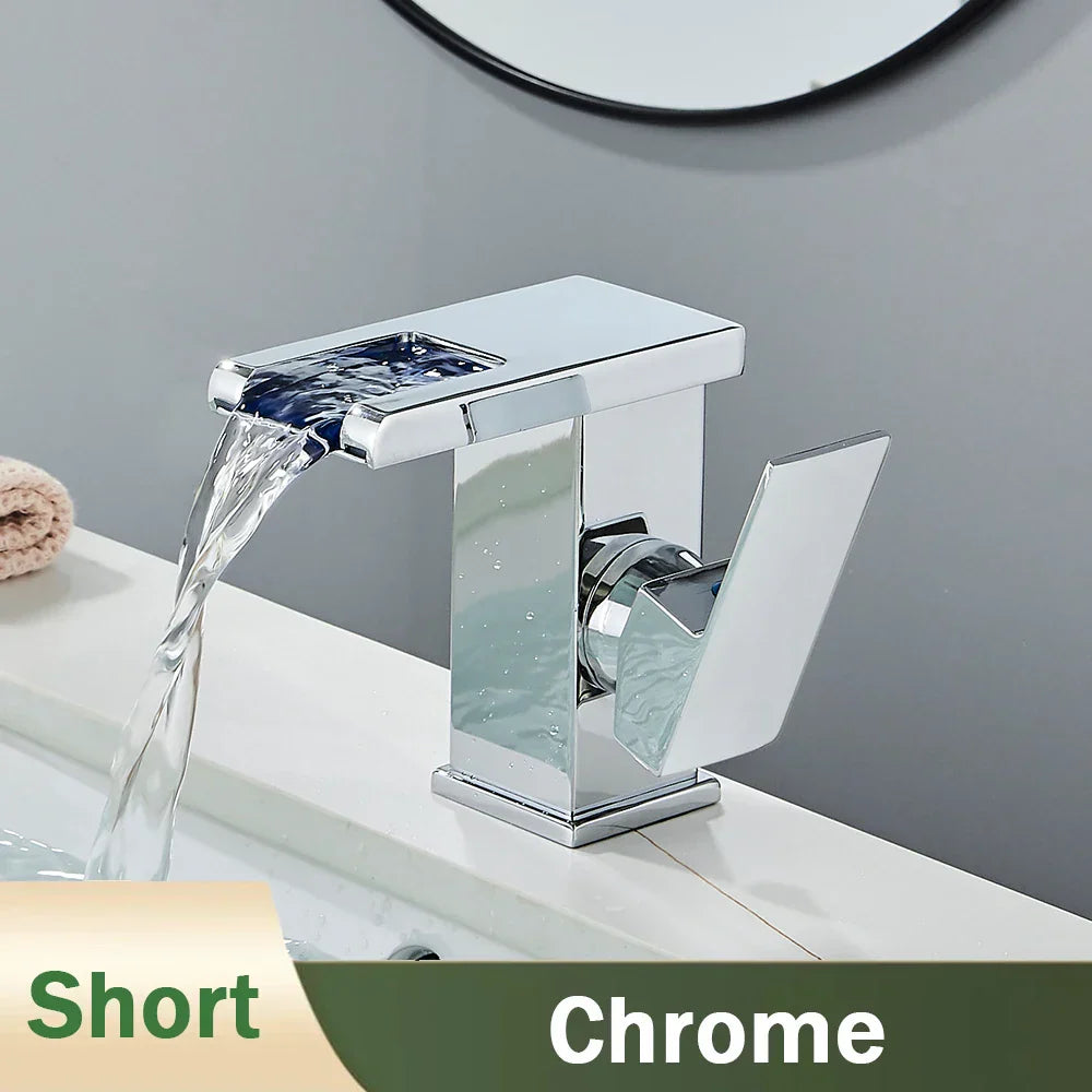 Black Waterfall Basin Faucet With Hydroelectric Mixer