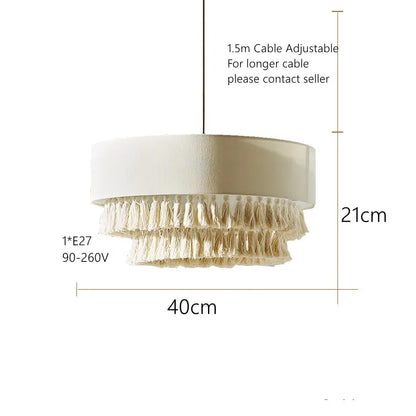 DecorBites™ Creamy Bohemian Wabi Sabi Fabric Chandelier for Creative Bedroom and Dining Room