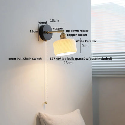 DecorBites™ LED Wall Light Fixture Modern Black Wood Copper Sconce