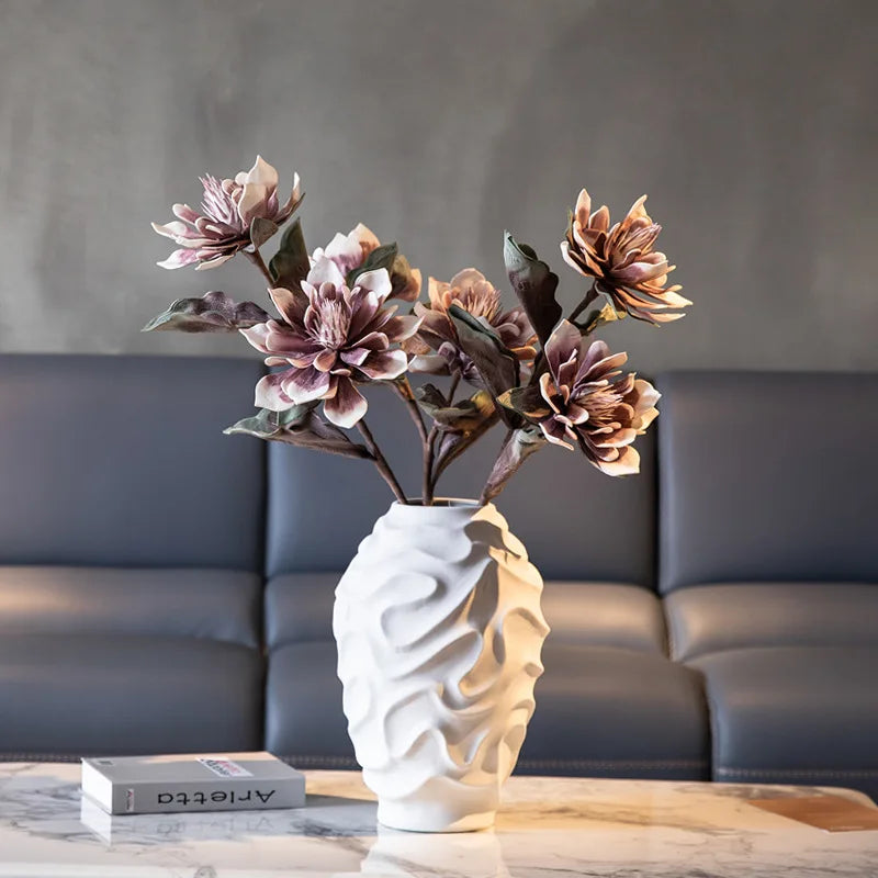 DecorBites™ Geometric Spiral Ceramic Vase Flowerpot, Fruit Platter, Home Decor Accessories