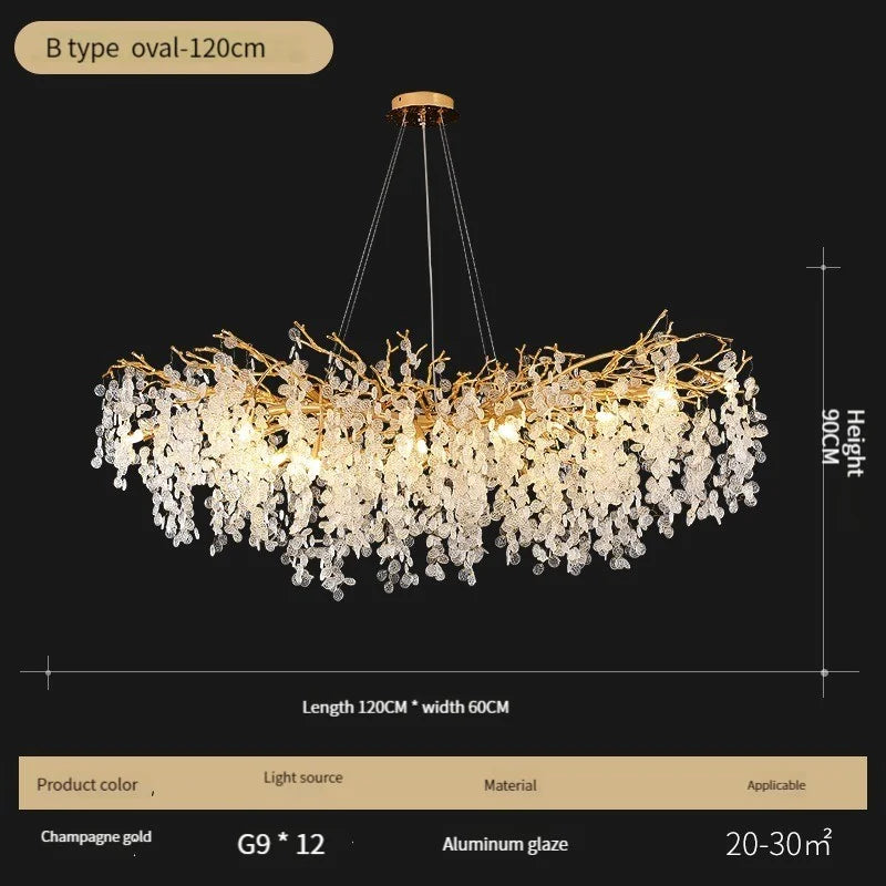 DecorBites™ Crystal LED Chandelier: Luxury Pendant Lamp for Home Decor