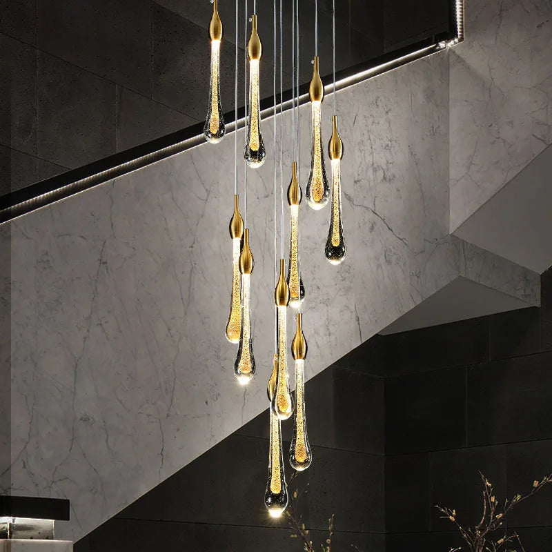 DecorBites™ Crystal Water Drop Chandeliers: Modern Luxury LED Lighting for Bedroom, Bar & Decor