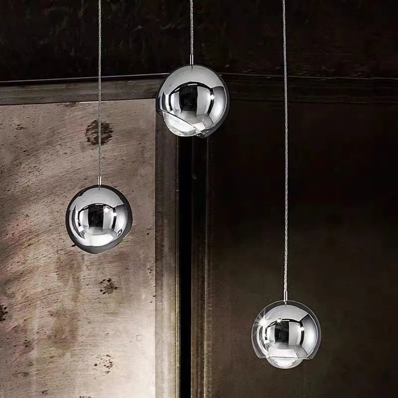 DecorBites™ Gold Chrome Ball Pendant LED Light for Kitchen, Bedroom, Dining Room