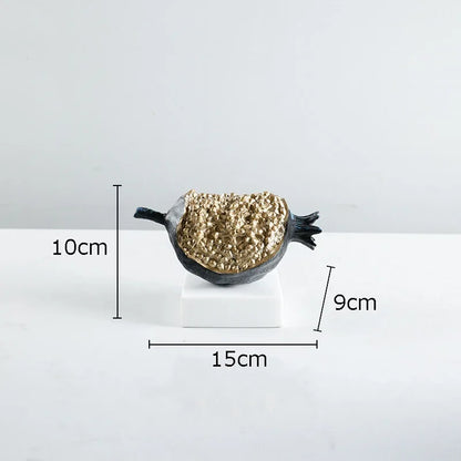 DecorBites™ Golden Pomegranate Sculpture Desk Decoration