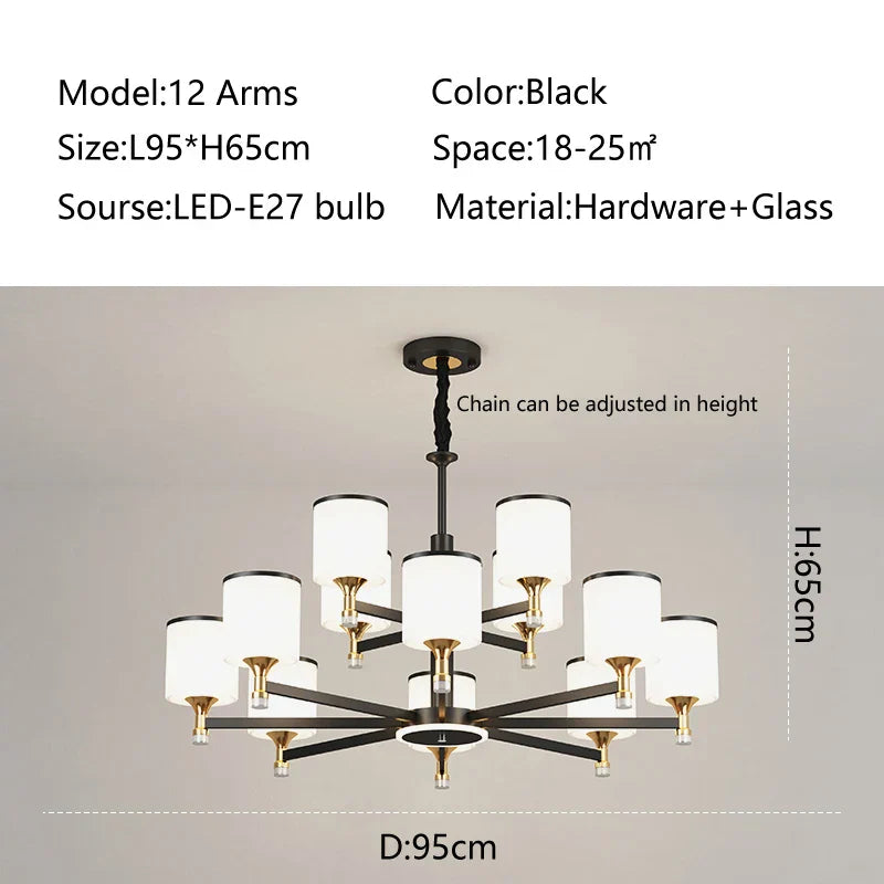 DecorBites™ Glass Chandelier: Nordic Modern LED Hanging Light for Living Room and Bedroom