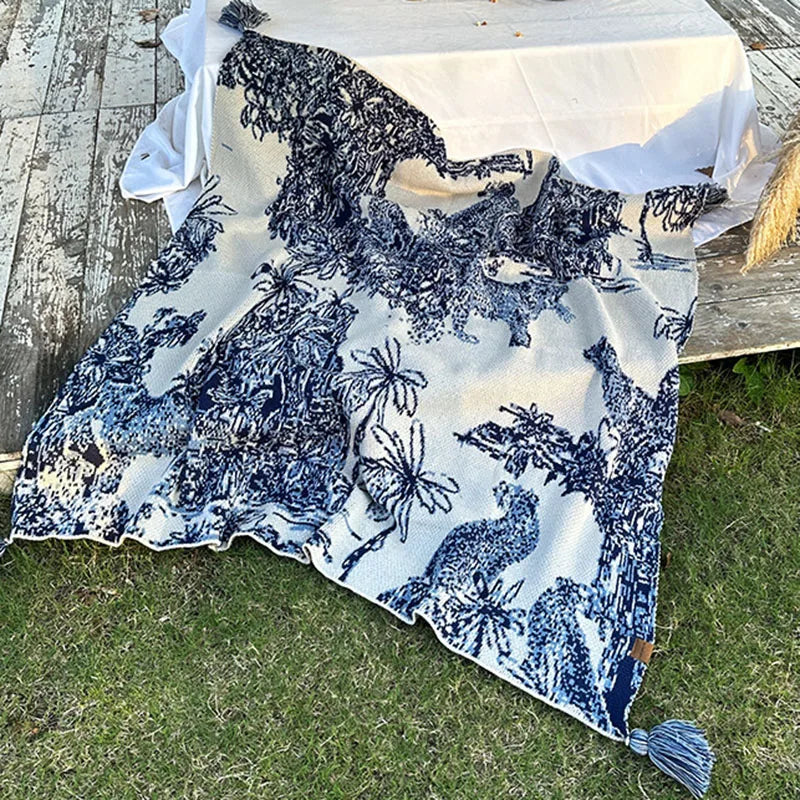 DecorBites™ Cozy Chinese Ink Knit Blanket for All Seasons - Soft Sofa and Bed Cover