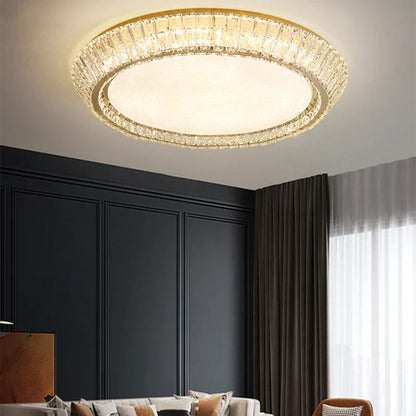 DecorBites™ Gold Crystal Ceiling Light: Nordic Modern Round Lighting Fixture for Bedroom and Restaurant
