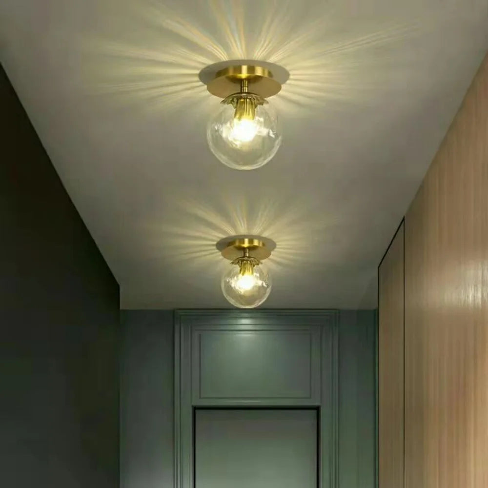 Gold Ball Glass Ceiling Lamp