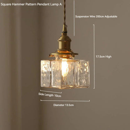 Japanese Vintage Glass Pendant Light in Polished Brass