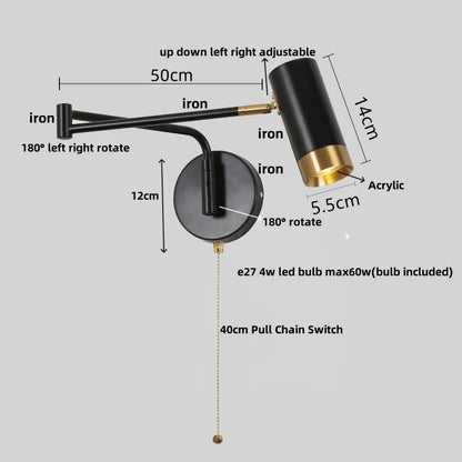 DecorBites™ Acrylic Iron LED Wall Lamp Modern Rotate Black Stair Light