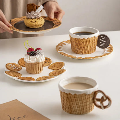 DecorBites™ Creative Biscuit Ceramic Tableware Set for Snacks, Desserts, and Coffee
