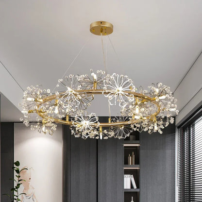 DecorBites™ Crystal Bionic Petals Chandelier for Living Dining Bedroom Hall Hotel Decor
