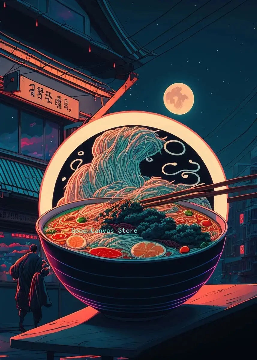 Neon Food Canvas Art