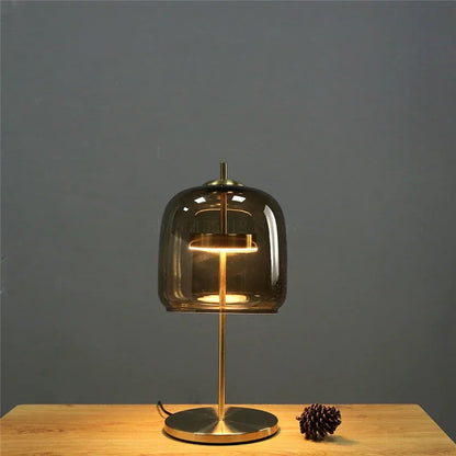 DecorBites™ Glass Lampshade LED Table Lamp for Modern Bedroom Decor