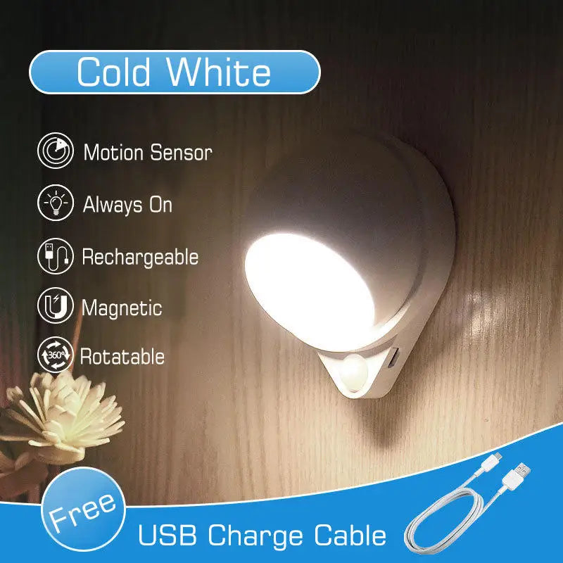 DecorBites™ 360° Rotating Magnet Night Light USB Charging Wall Lamp for Bedroom Closet