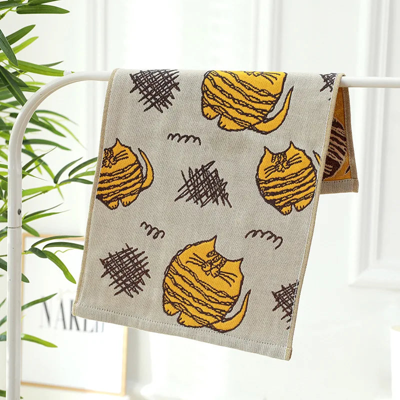 Cat Print Face Towels