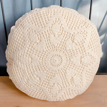 DecorBites™ Crochet Cushion Cover Handmade Woven Pillow Case 40*40cm Square Circular Decorative Pillows