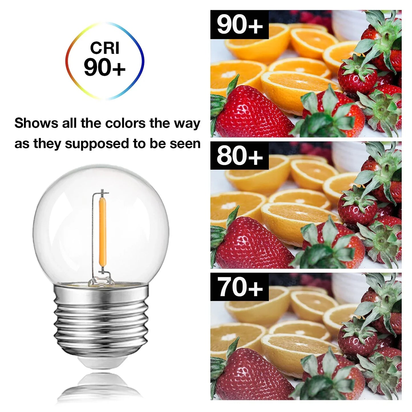 DecorBites™ G40 E27 1W Warm White Led String Light Bulbs - Set of 15