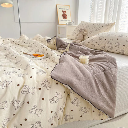 DecorBites™ Double Layered Soya Fibre Filling Quilt: Soft, Breathable, Grade A Maternal and Child Comforter