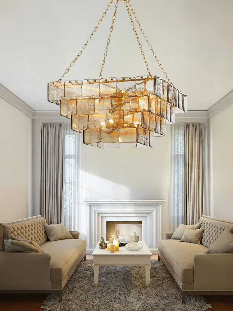Gold Luxe Glass Chandelier