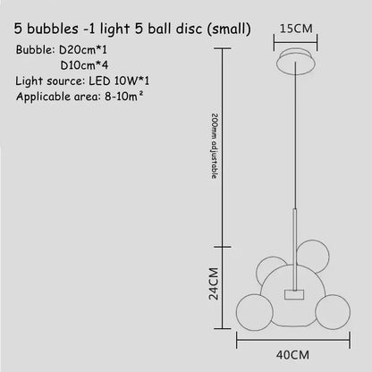 DecorBites™ Glass Bubble Chandelier Customized Pendant Light for Living Room Atmosphere