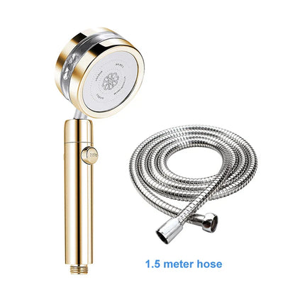 DecorBites™ Double Panel Turbo Shower Head with Spiral Water Flow and One Key Stop