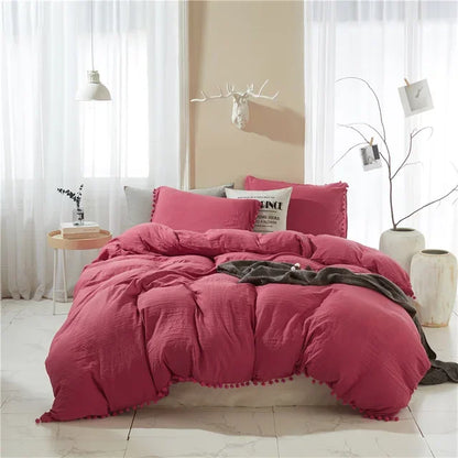 DecorBites™ Furball Tassel Duvet Cover Set - Luxury Bedding - King Queen Twin Full Sizes