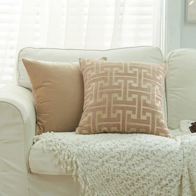 DecorBites™ Geometric Chenille Throw Pillowcase: Hidden Zipper Cushion Cover for Home Decor