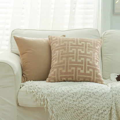DecorBites™ Geometric Chenille Throw Pillowcase: Hidden Zipper Cushion Cover for Home Decor