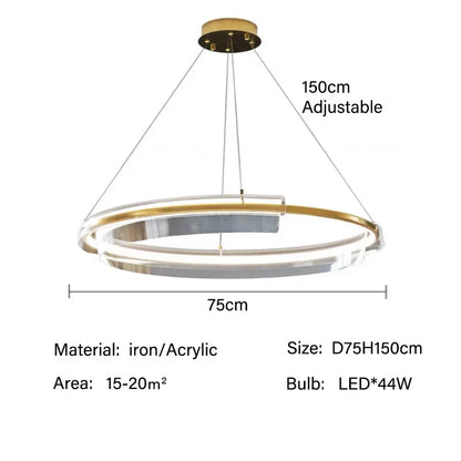 DecorBites™ Gold Ring Chandelier LED Pendant Light Modern Hanging Lamp for Home Decoration