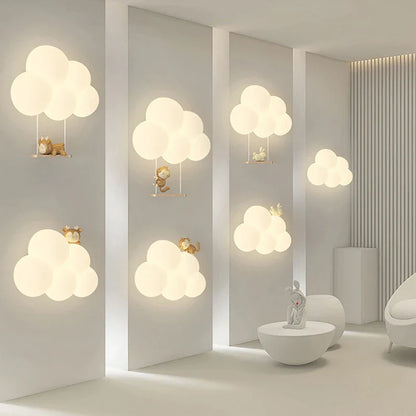 DecorBites™ Cloud Cartoon Wall Lamp for Nursery Room, Kids Bedroom, Cute Animal Sconce
