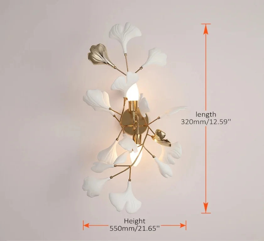 DecorBites™ Gold Branches Chandelier Porcelain Leaves Pendant Lights