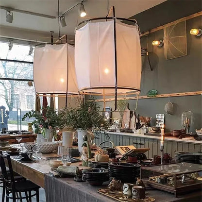DecorBites™ Linen Cloth Pendant Light: Elegant Bohemian Fabric Chandelier for Home, Restaurant, Hotel