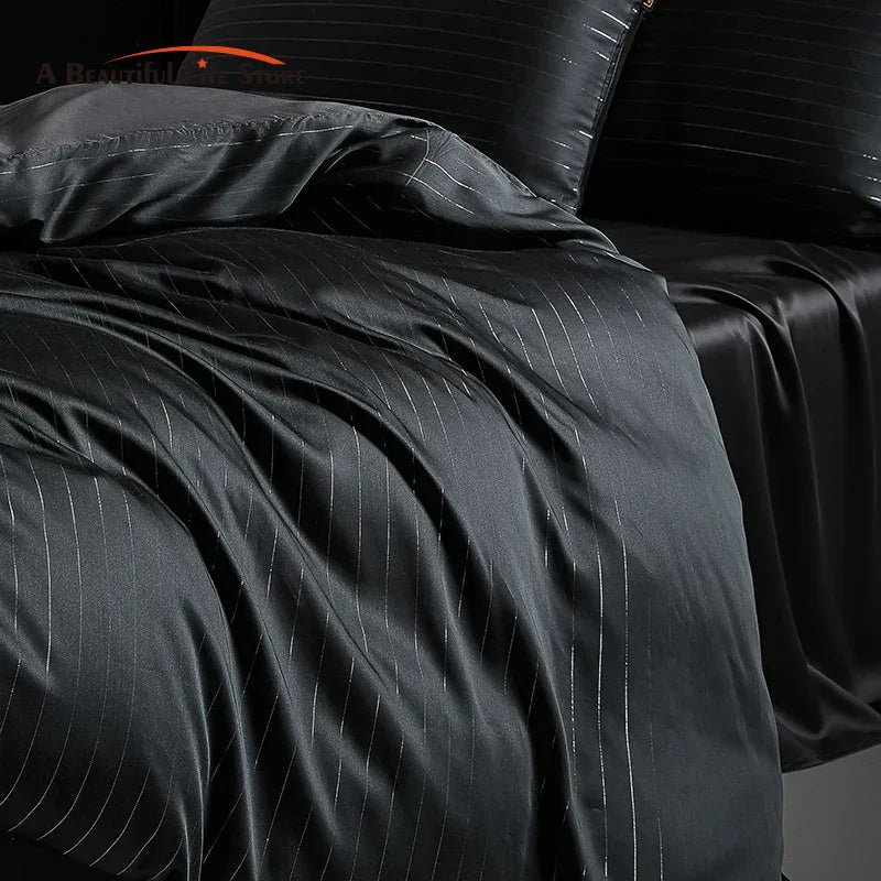 DecorBites™ Eucalyptus Fiber Dark Gray Bedding Set: Soft, Silky Duvet Cover, Bed Sheet, Pillowcases