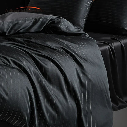DecorBites™ Eucalyptus Fiber Dark Gray Bedding Set: Soft, Silky Duvet Cover, Bed Sheet, Pillowcases