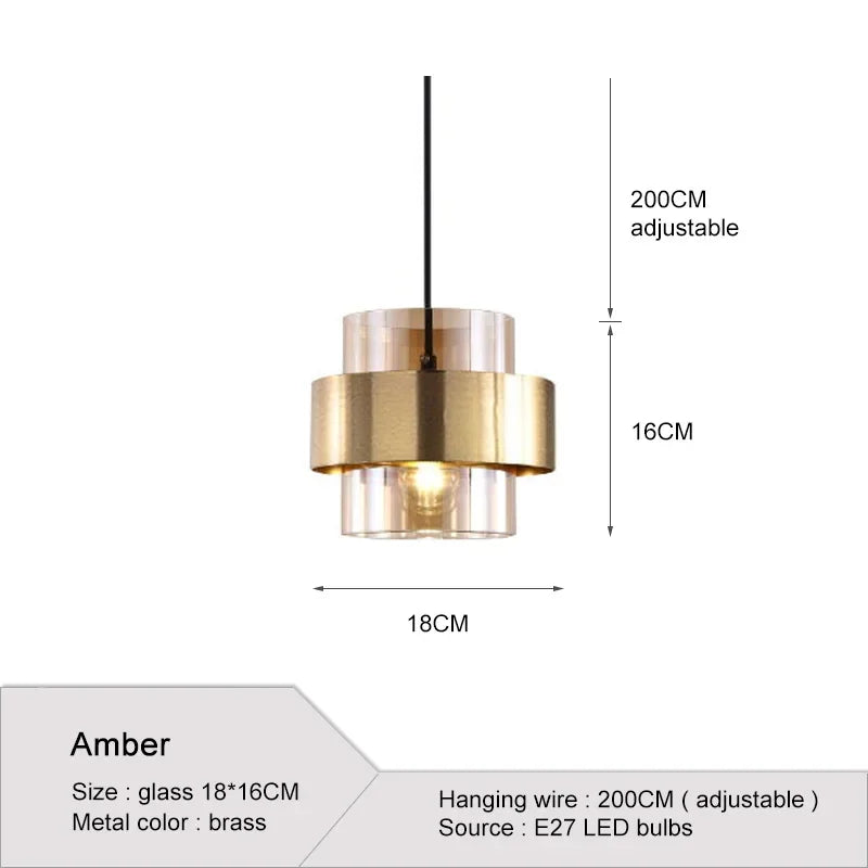 Modern Glass Pendant Light With Brass Finish